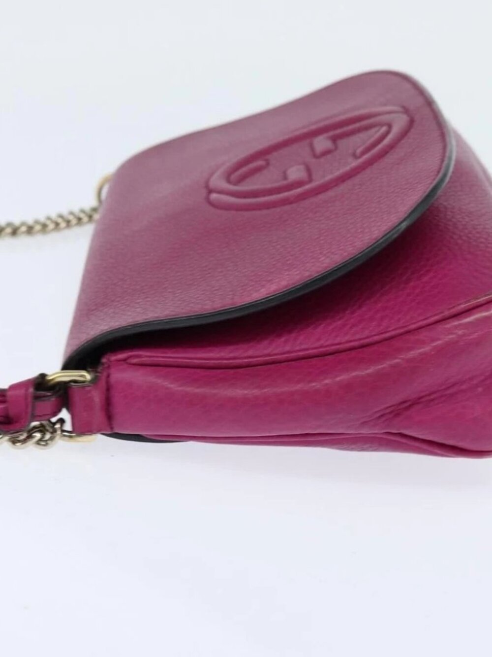 GUCCI Chain Soho Shoulder Bag Leather Pink Gold 336752 Auth - Picture 4 of 16